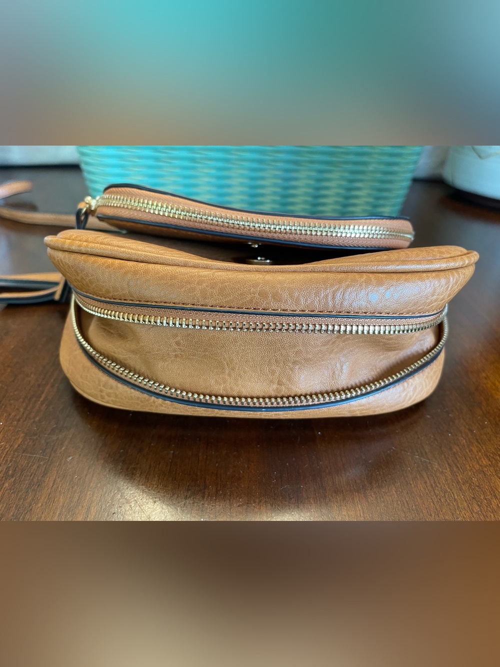 Moda Luxe Henri Tan Fold over Crossbody Bag Faux Leather - Picture 11 of 11